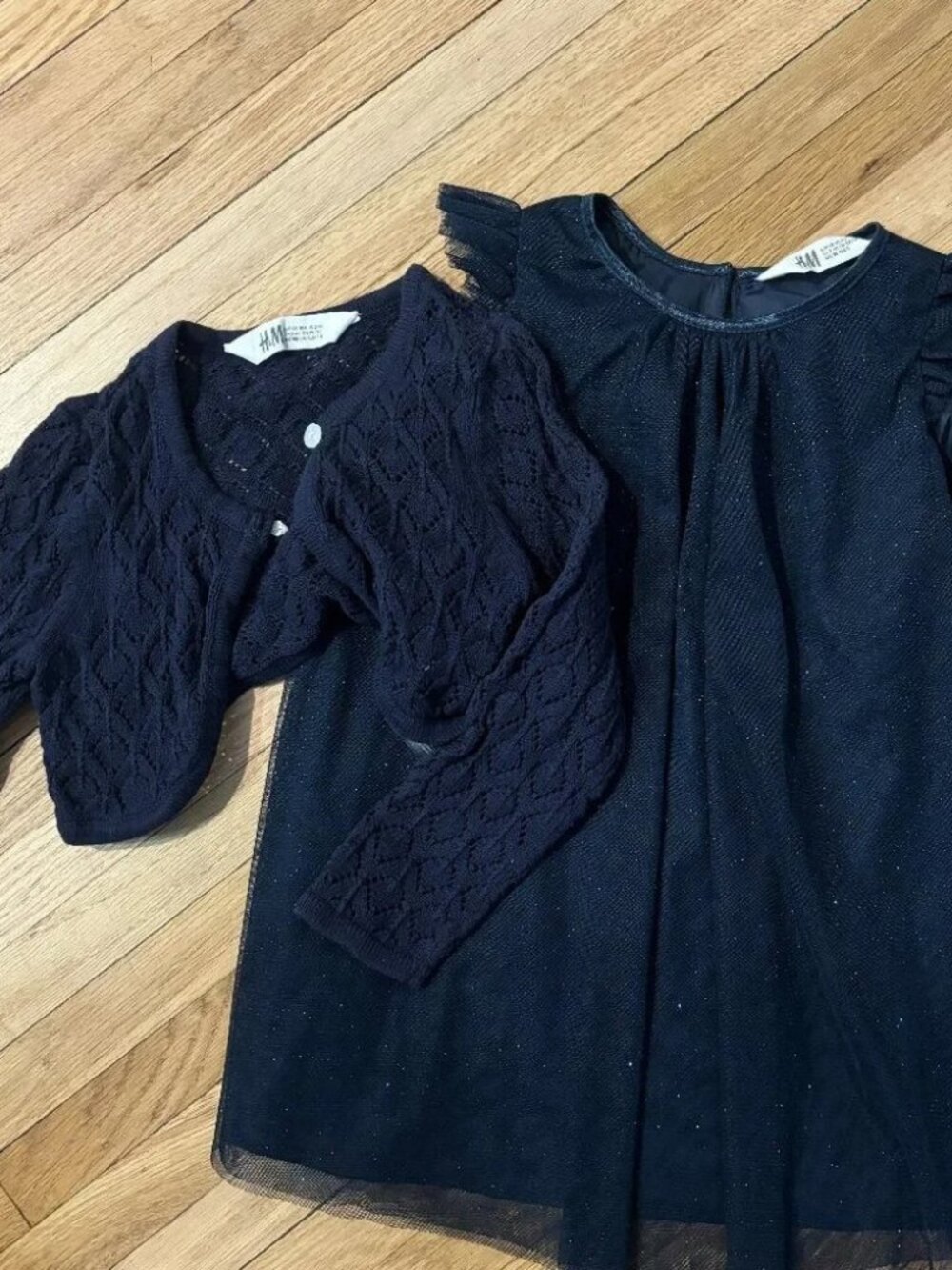 Navy Blue Dress and Cardigan Set H&M, Zara Jacket 3/4 years